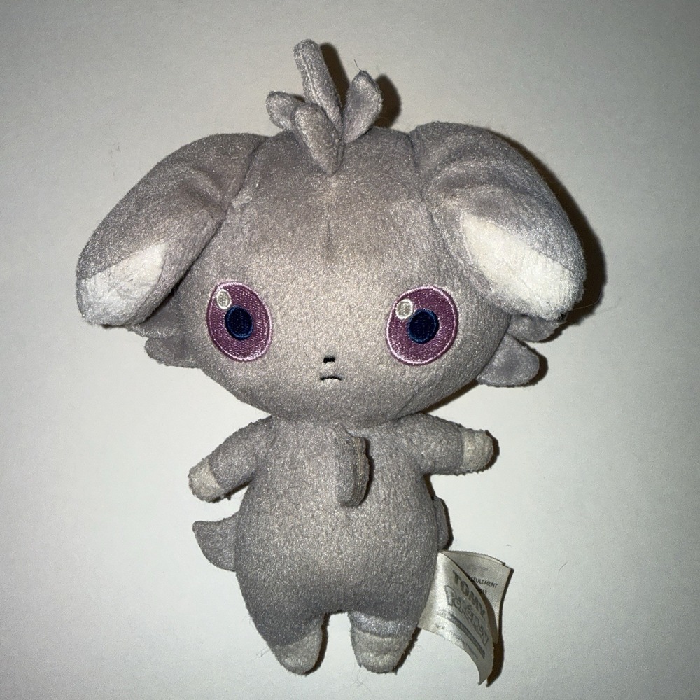 2016 Pokemon Espurr Plush 6" TOMY Nintendo Stuffed Animal Figure Gray Purple Eye